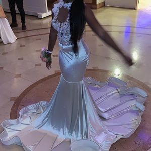 Silver and gray prom dress